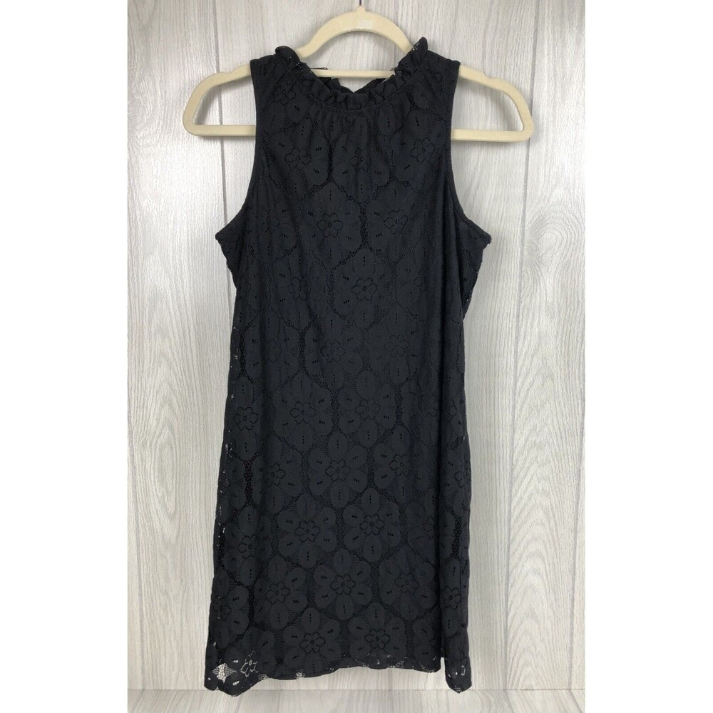 Paper Crane Women's Size Small A-Line Short Mini Black Lace Floral Lined Dress